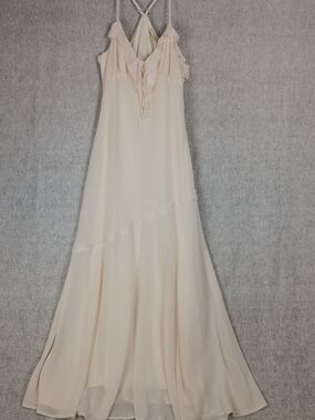 Thirty/Thirty Ivory Cream Maxi Dress Spaghetti Strap Lace Trim Size M -XL junior